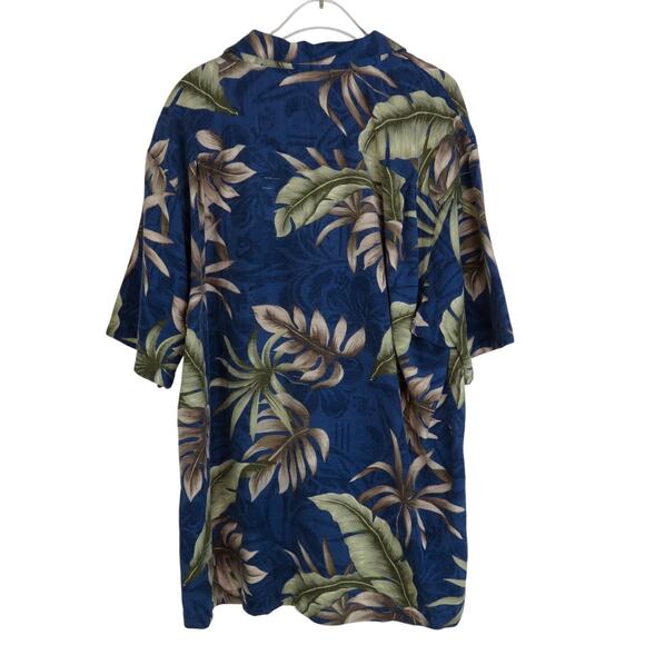 Batik Bay 1980s Vintage Hawaiian Blue Silk Tropical Button Down Shirt XL - Picture 3 of 9